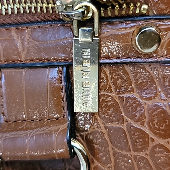 Anne Klein brown reptile pattern purse satchel - Picture 11 of 12